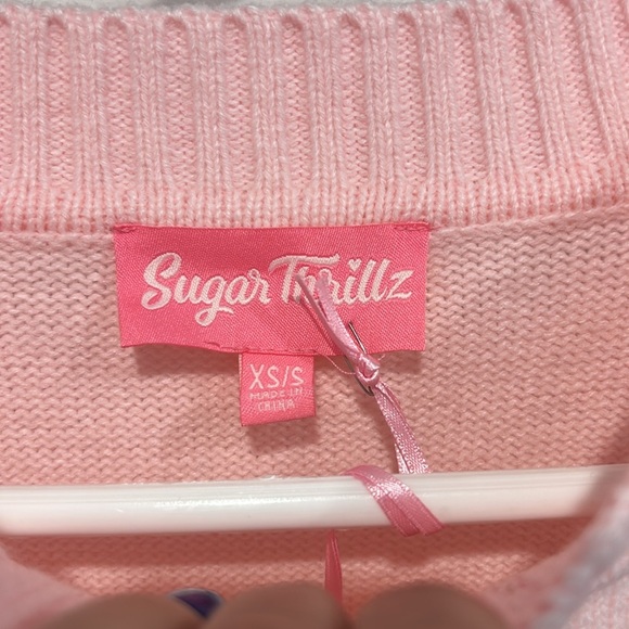 Dolls Kill Pink Gingerbread Cookie Girl Oversized Sweater Womens size xs/s new - Picture 4 of 6